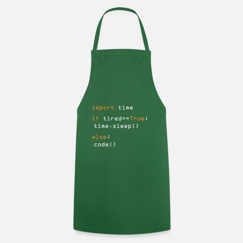 Python Code Import Sleep Tired Loop - Tablier de cuisine - vert foncé