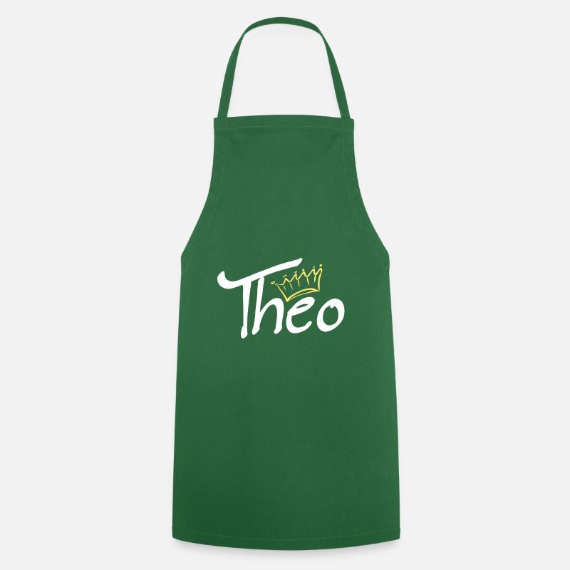 Crown name name tag Theo - Cooking Apron - green
