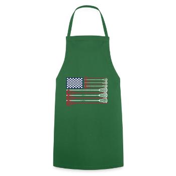 Vintage Flag > US Flag with Lacrosse Bats - Kochschürze - Grün - Vorne - AI Model Male 185 dark (185cm)