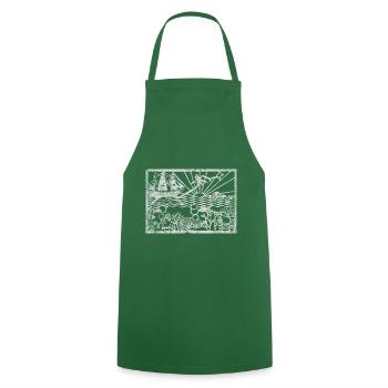 Sea Ocean Atlansis paper cut - Cooking Apron - green - Front - AI Model Male 185 dark (185cm)