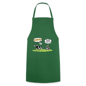 Zenzi from the alpine pasture with cow - Cooking Apron - green - Front - AI Model Male 185 dark (185cm)