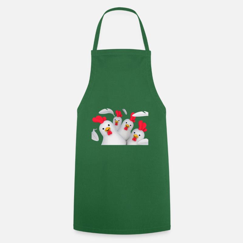 poulets - Tablier de cuisine - vert foncé