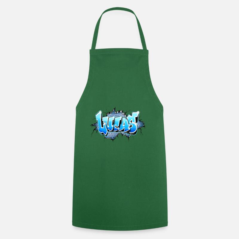 Lucas Graffiti Name - Cooking Apron - green