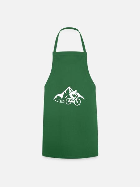 Mountainbike Berg silhouette symbol - Kochschürze - Grün
