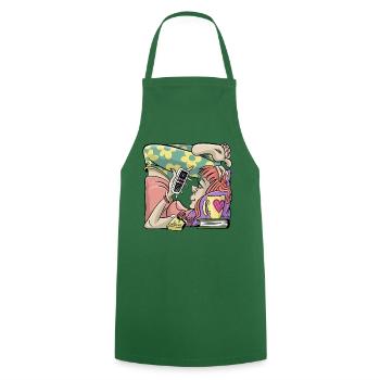 Logement de boîte de fille d’étudiant. T-shirts, sweats à capuche, cadeaux - Tablier de cuisine - vert foncé - Devant - AI Model Male 185 dark (185cm)