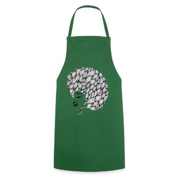 Afro femme - Tablier de cuisine - vert foncé - Devant - AI Model Male 185 dark (185cm)