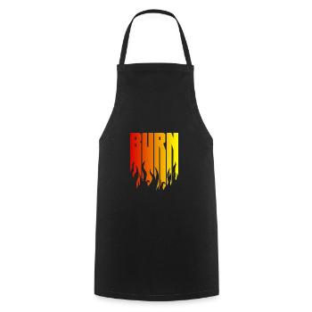 BURN - the black flame is burning - Cooking Apron - black - Front - AI Model Male 185 dark (185cm)