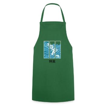 Unique -Wave Japanese - Cooking Apron - green - Front - AI Model Male 185 dark (185cm)