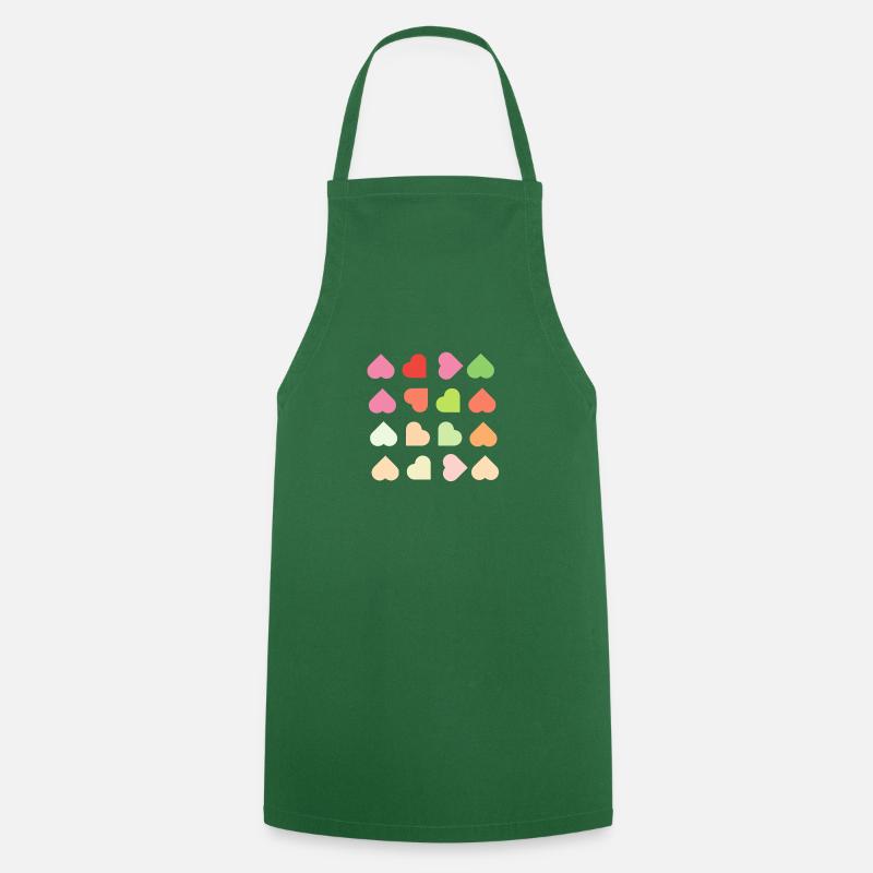 Cœurs - Tablier de cuisine - vert foncé