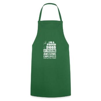 Chemise drôle de patron, cadeau, patron, chemise de dictons - Tablier de cuisine - vert foncé - Devant - AI Model Male 185 dark (185cm)