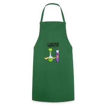 Laboratoire de réaction chimique de tube à essai de professeur de chimie - Tablier de cuisine - vert foncé - Devant - AI Model Male 185 dark (185cm)