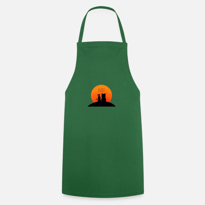 Amis ours et lapin - Tablier de cuisine - vert foncé
