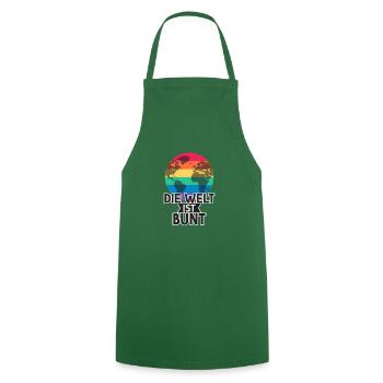 Die Welt ist Bunt LGBT Regenbogen Globus Geschenk - Kochschürze - Grün - Vorne - AI Model Male 185 dark (185cm)