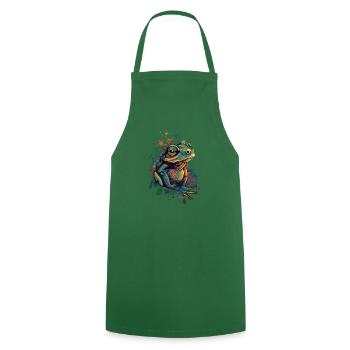 Trippy Frog - Motif psychédélique - Tablier de cuisine - vert foncé - Devant - AI Model Male 185 dark (185cm)