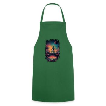 Bonne journée à vélo - Trippy Motif - Tablier de cuisine - vert foncé - Devant - AI Model Male 185 dark (185cm)