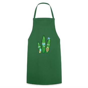 Vacances, Vacances, Concombres, Famille, Plongée sous-marine - Tablier de cuisine - vert foncé - Devant - AI Model Male 185 dark (185cm)