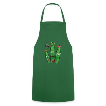 Trio de concombre,Concombre,Concombre,Rétro, Vintage,Lunettes - Tablier de cuisine - vert foncé - Devant - AI Model Male 185 dark (185cm)