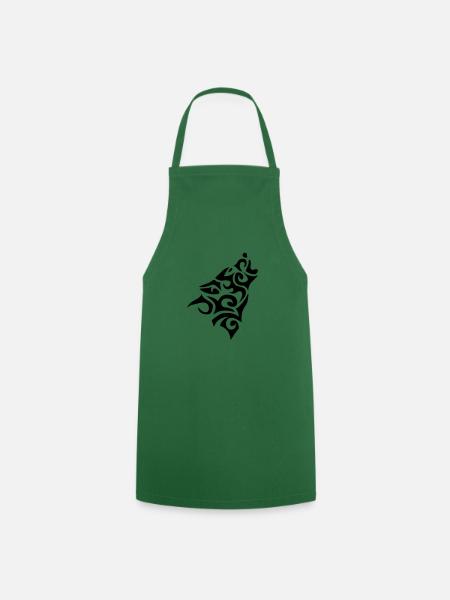 tribal wolf tattoo 1 - Cooking Apron - green