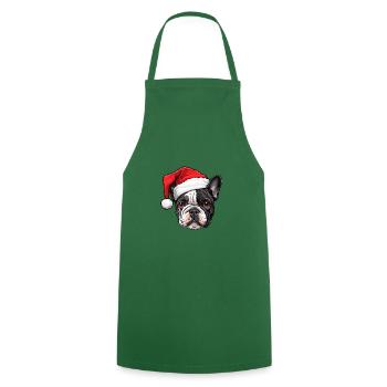 Bouledogue Français tête de chien Noël - Tablier de cuisine - vert foncé - Devant - AI Model Male 185 dark (185cm)