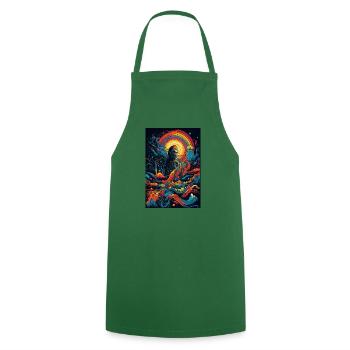 Trippy Explosion - Psychedelic Motif - Cooking Apron - green - Front - AI Model Male 185 dark (185cm)