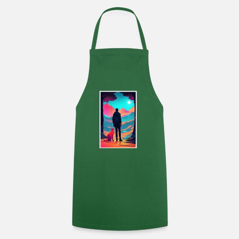 Explorer with cat - Cooking Apron - green