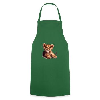 Little (Cute Lion Cub) - Cooking Apron - green - Front - AI Model Male 185 dark (185cm)
