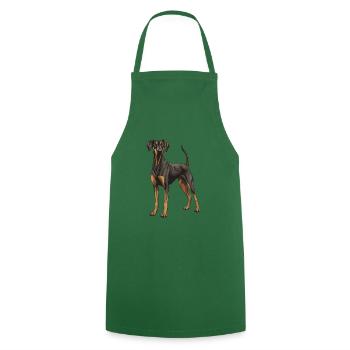 Doberman Dog Animal - Cooking Apron - green - Front - AI Model Male 185 dark (185cm)