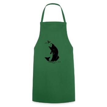 Don de poisson sauteur - Tablier de cuisine - vert foncé - Devant - AI Model Male 185 dark (185cm)