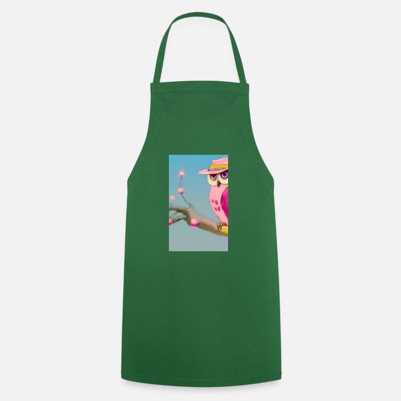 Owl with hat - Cooking Apron - green