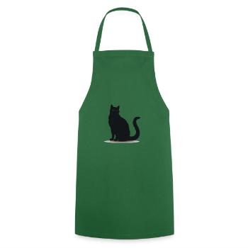 Silhouette de chat noir espiègle - Tablier de cuisine - vert foncé - Devant - AI Model Male 185 dark (185cm)