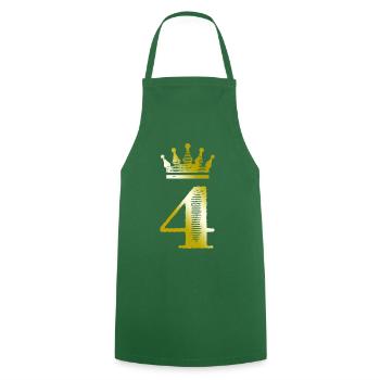4 Chiffre Couronne Or - Tablier de cuisine - vert foncé - Devant - AI Model Male 185 dark (185cm)