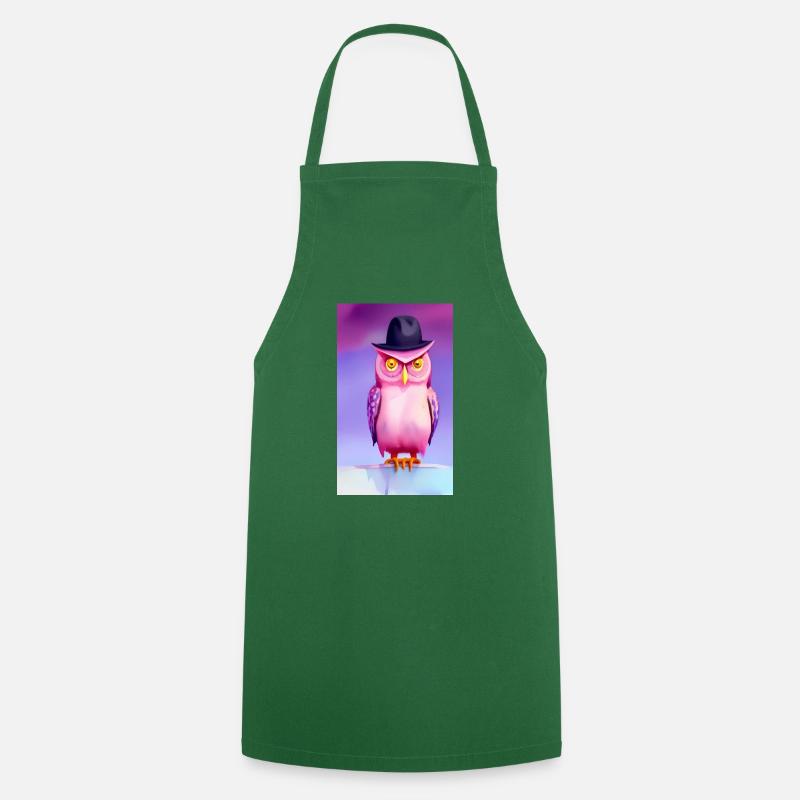 Owl with hat - Cooking Apron - green