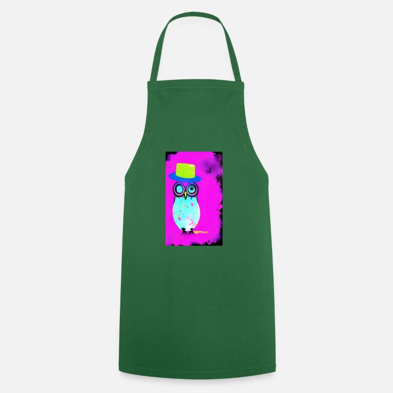 Owl with hat - Cooking Apron - green