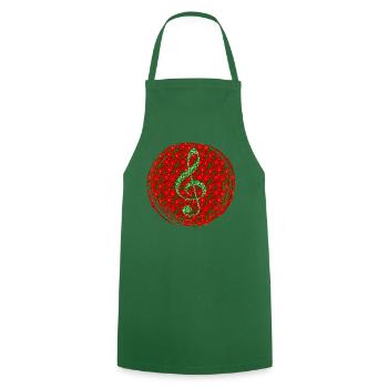 Joyeux Noël Mélodie festive fleurs rouges - Tablier de cuisine - vert foncé - Devant - AI Model Male 185 dark (185cm)