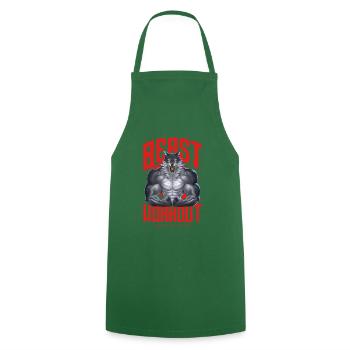 Wolf Beast Workout Fitness - Tablier de cuisine - vert foncé - Devant - AI Model Male 185 dark (185cm)