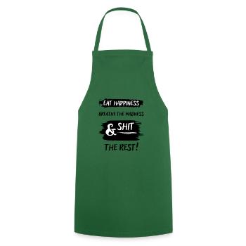 Mangez du bonheur, respirez la folie - Tablier de cuisine - vert foncé - Devant - AI Model Male 185 dark (185cm)