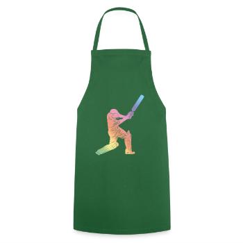 Cricket Sport Silhouette - Cooking Apron - green - Front - AI Model Male 185 dark (185cm)