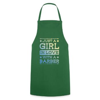 Girl in love with a Barber - Cooking Apron - green - Front - AI Model Male 185 dark (185cm)