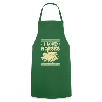 I love Horses - Kochschürze - Grün - Vorne - AI Model Male 185 dark (185cm)