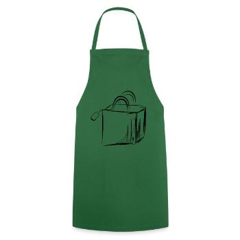 Illustrierte Einkaufstasche, Shopping, Einkaufen - Kochschürze - Grün - Vorne - AI Model Male 185 dark (185cm)