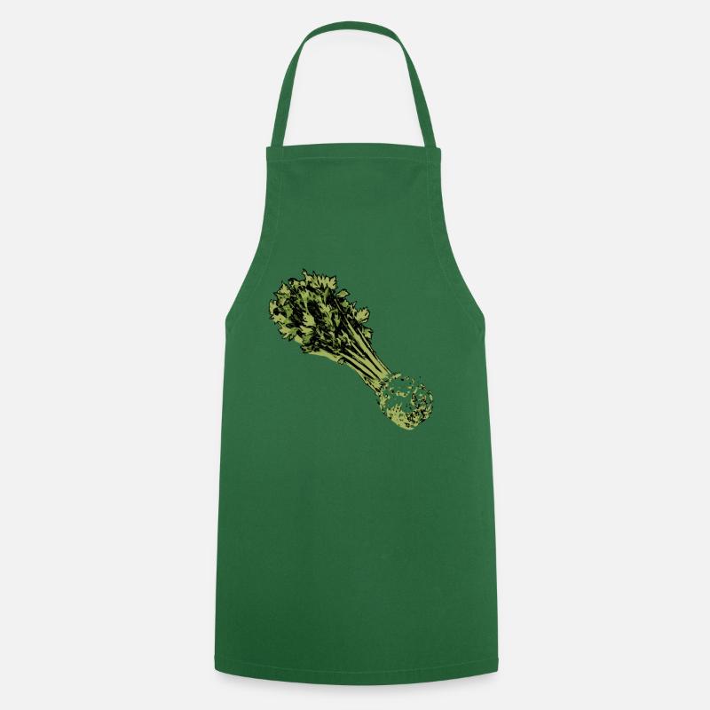 Caricature de céleri - Tablier de cuisine - vert foncé