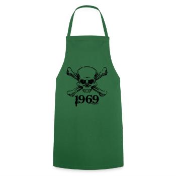 Skull 1969 Tête de mort Vampier Pirate - Tablier de cuisine - vert foncé - Devant - AI Model Male 185 dark (185cm)