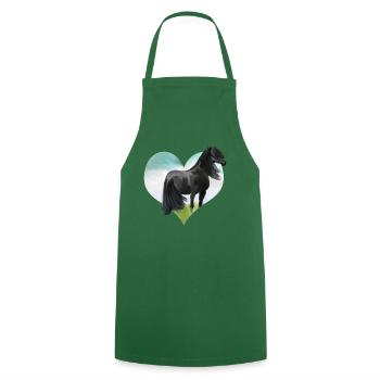 Aquarelle de cheval - Tablier de cuisine - vert foncé - Devant - AI Model Male 185 dark (185cm)