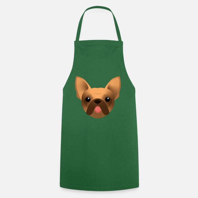 Bouledogue Français - Frenchie - Bully - Langue - Tablier de cuisine - vert foncé