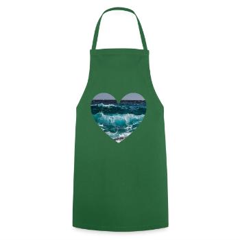 The Sea. - Heart. - Kochschürze - Grün - Vorne - AI Model Male 185 dark (185cm)