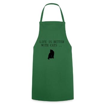 Cats saying Life is better with cats - Cooking Apron - green - Front - AI Model Male 185 dark (185cm)