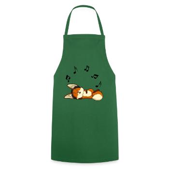 Glücklicher Fennek Fuchs genießt seine Musik - Kochschürze - Grün - Vorne - AI Model Male 185 dark (185cm)