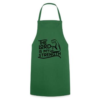 The Lord Is My Strength Spruch drôle devise - Tablier de cuisine - vert foncé - Devant - AI Model Male 185 dark (185cm)