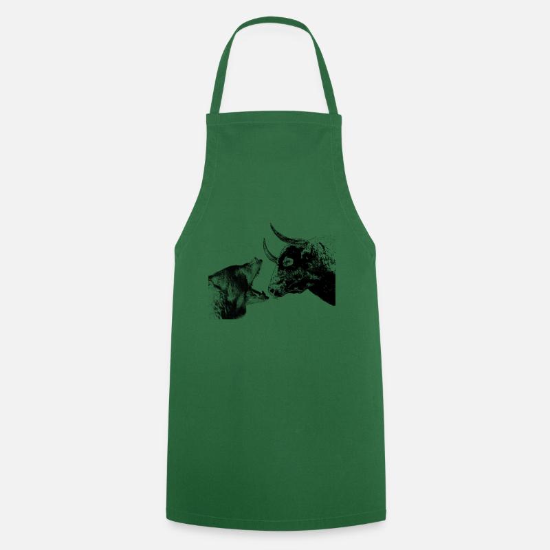 Bear vs bull bear vs bull - Cooking Apron - green