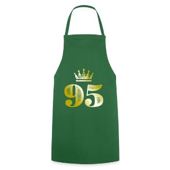 95 Numéro Couronne Or - Tablier de cuisine - vert foncé - Devant - AI Model Male 185 dark (185cm)